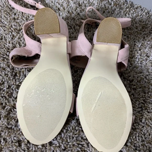 JustFab Perenna Heeled Sandal Pink Suede Chunky Heel size 9 - Picture 11 of 14